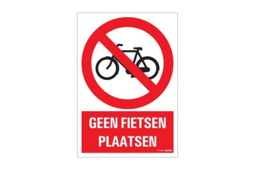 Veiligheidspictogram - Geen fietsen plaatsen - bord