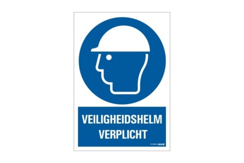 Veiligheidspictogram - Veiligheidshelm verplicht - bord