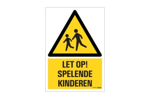 Veiligheidspictogram - Let op spelende kinderen - bord