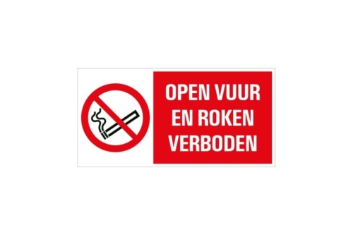 Veiligheidspictogram - Open vuur en roken verboden - combibord